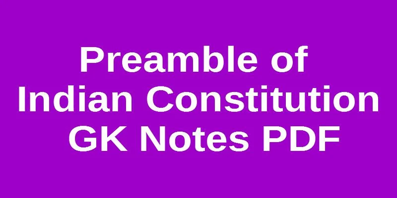 Preamble of Indian Constitution gk points pdf