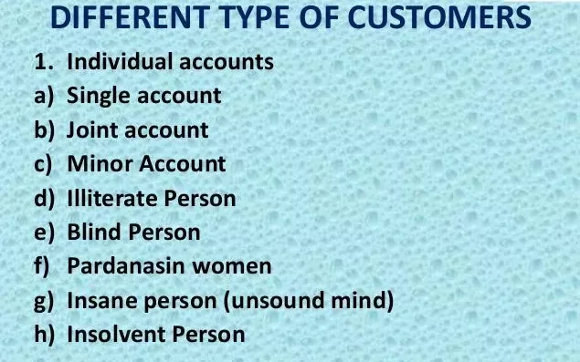 Types of Account Holders and Customer in Bank - Notes PDF
